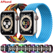 Load image into Gallery viewer, Braided Solo Loop For Apple Watch band 44mm 40mm 42mm 38mm Fabric Nylon Elastic Belt Bracelet iWatch Series 3 4 5 SE 6 Strap